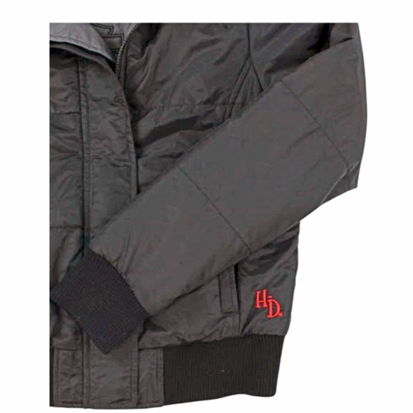 Harley-Davidson *Women's Black Full-Zip Embroidered Bomber Jacket (sz/L) - Picture 3 of 8